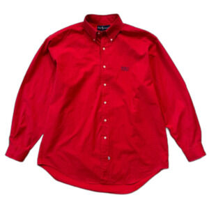 Rare Vintage POLO SPORT Ralph Lauren Spell Out USA Casual Shirt 90s Red L